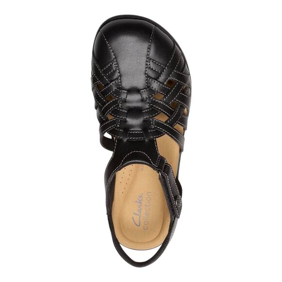 Clarks Women's Elizabelle Mia Leather Closed Toe Sandals Black Size 8 1/2 - Picture 4 of 5